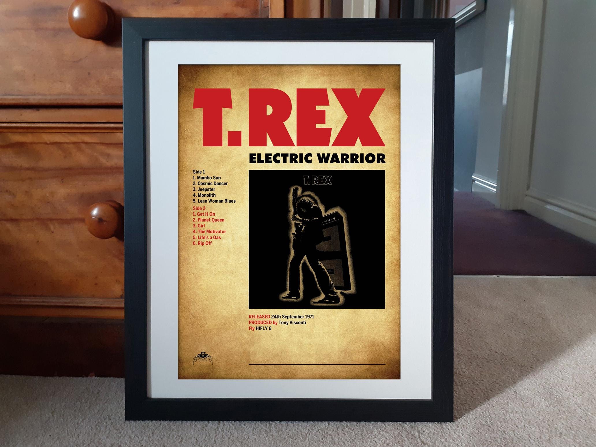 T.REX MARC BOLAN Electric Warrior Album Poster/print. Classic Glam
