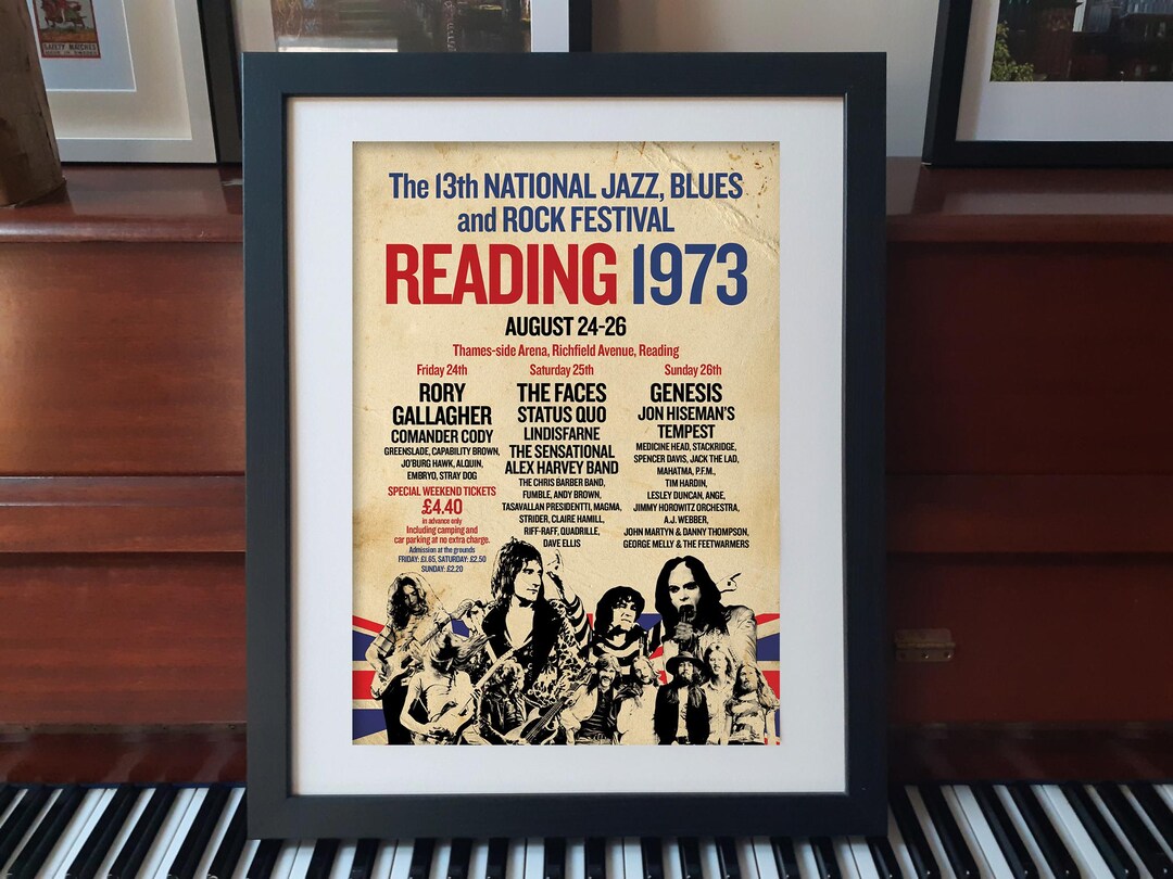 READING FESTIVAL 1973 REIMAGINED A3 Size Poster. Classic Rock