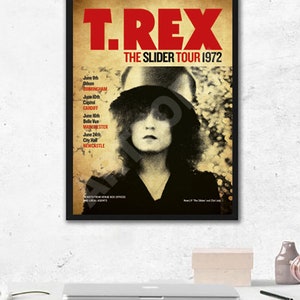 T.rex Marc Bolan Reimagined THE SLIDER 1972 UK Tour Poster A3 Size ...