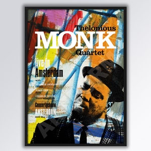 THELONIOUS MONK Quartet Live in Amsterdam Reimagined Poster A3 size.