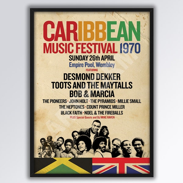 REIMAGINED 1970 Caribbean Music Festival poster A3 size