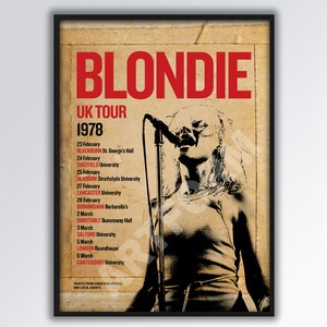 Póster de la gira por el Reino Unido de 1978 de BLONDIE, Debbie Harry reimaginada, tamaño A3. Punk rock. Punk neoyorquino. Sex Pistols. Ramones. Regalo para papá. Regalo para mamá.