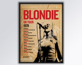 BLONDIE Debbie Harry Reimagined 1978 UK Tour Poster A3 size. Punk-Rock. New Yorker Punk. Sex Pistolen. Ramones. Papa Geschenkidee. Mama Geschenkidee.