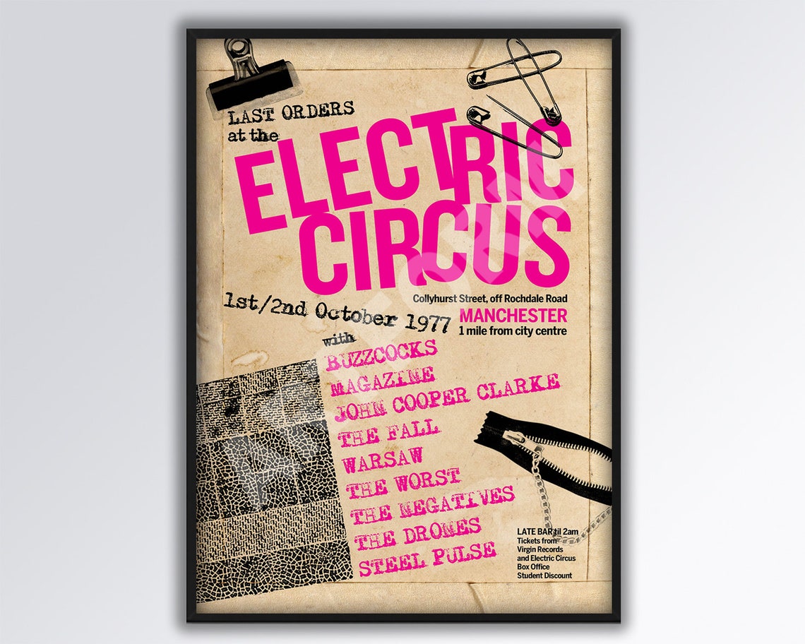 Electric Circus 1977 Manchester Punk Rock Club Poster Etsy Italia