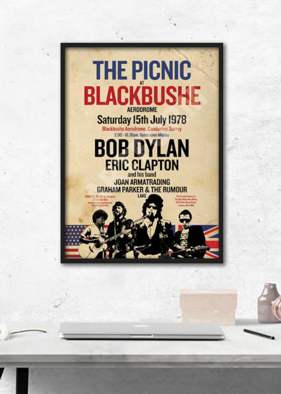 The PICNIC at BLACKBUSHE REIMAGINED A3 Size Poster. Bob Dylan