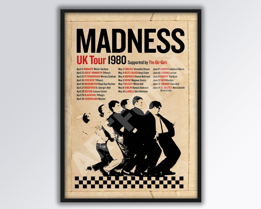 MADNESS Two Tone Reimagined 1980 UK Tour Poster. Dad Gift