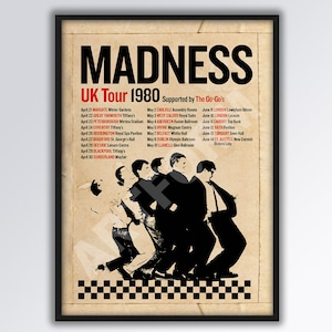 MADNESS Two Tone Reimagined 1980 UK Tour Poster. Dad gift idea.