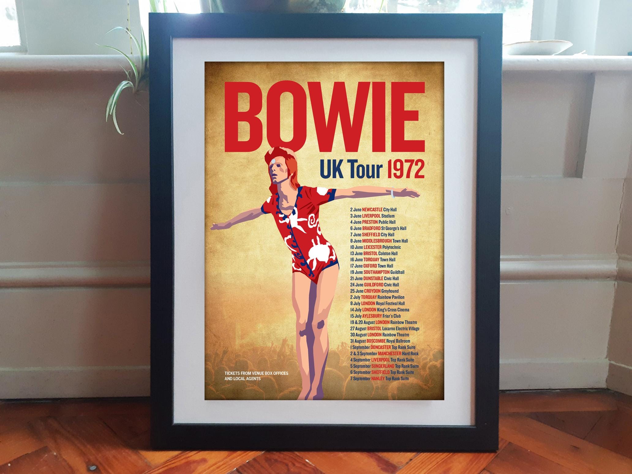 DAVID BOWIE 1972 UK Tour Reimagined A3 Poster wall art. Ziggy Stardust. Glam Rock.