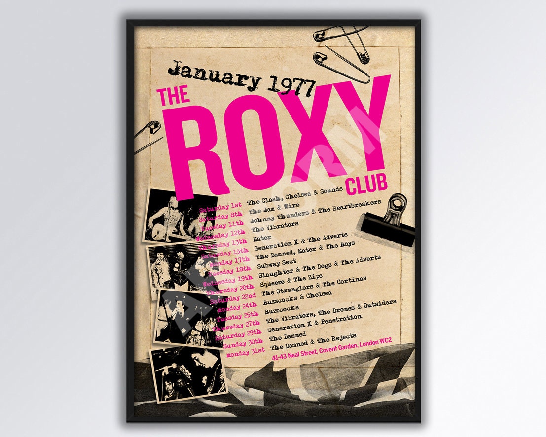 THE ROXY CLUB January 1977 Poster A3 Size. Sex Pistols. the