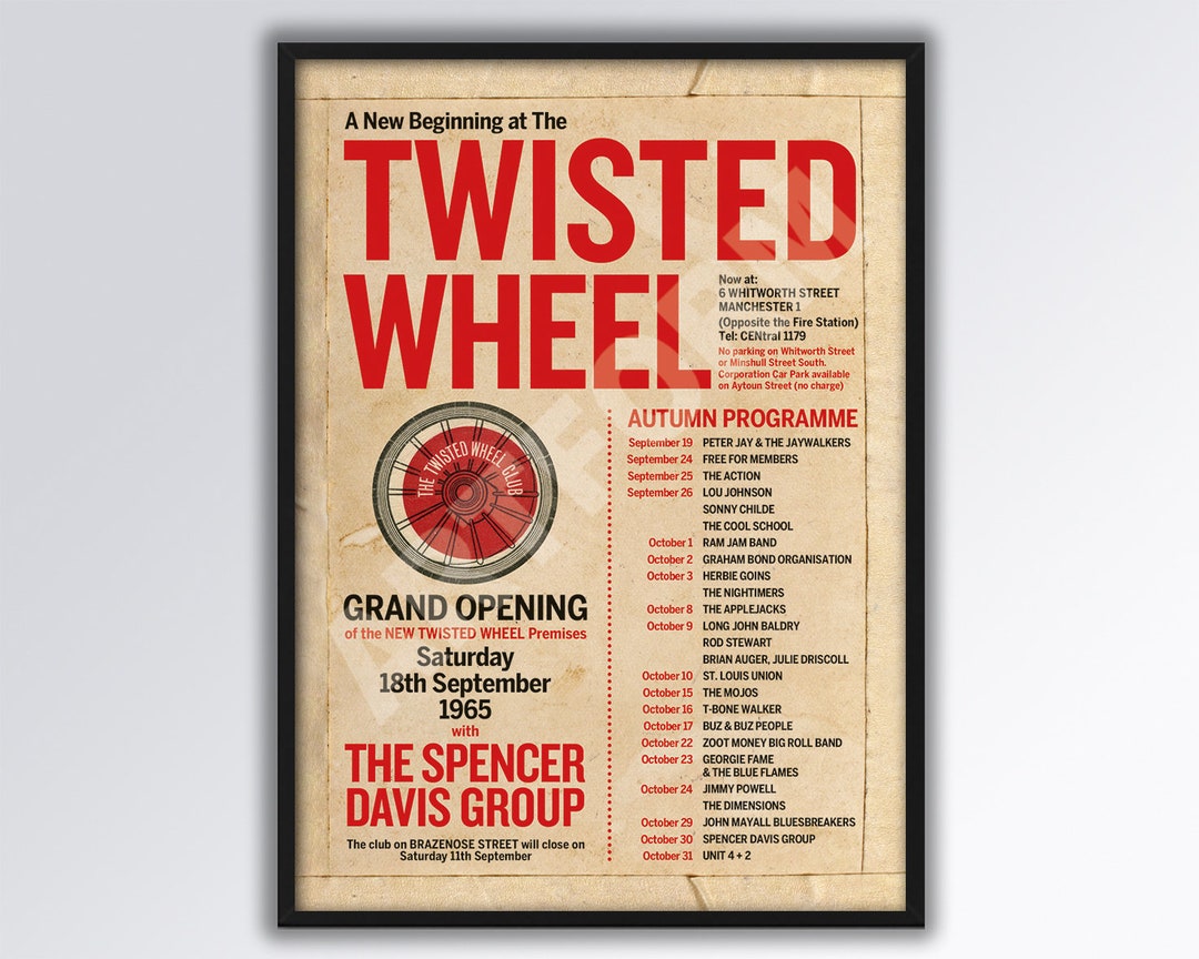 TWISTED WHEEL Club REIMAGINED A3 Size Poster. Etsy UK