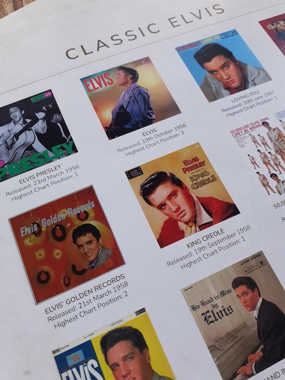 ELVIS PRESLEY Wall Art. Classic Albums. A3 Size Print. Rock N Roll
