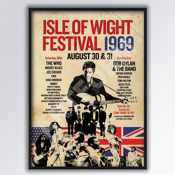 ISLE of WIGHT FESTIVAL 1969 Poster A3 size.