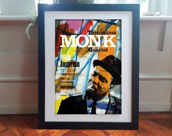 THELONIOUS MONK Quartet Live in Amsterdam Reimagined Poster A3 size. Classic Jazz.