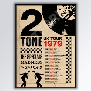 TWO TONE Madness The Specials 1979 UK Tour Poster A3 size. Papa Geschenkidee.