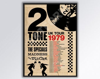 TWO TONE Madness The Specials 1979 UK Tour Poster A3 size. Papa Geschenkidee.