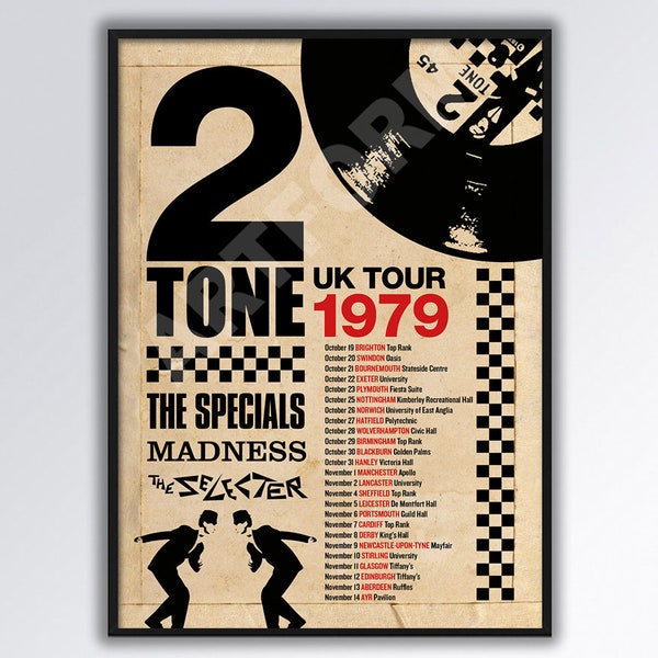 TWO TONE Madness The Specials 1979 UK Tour Poster A3 size.