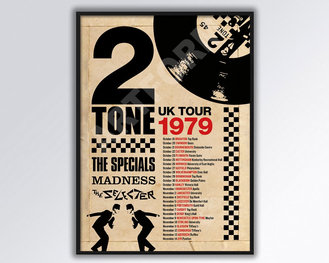 Discover TWO TONE Madness The Specials 1979 UK Tour Poster