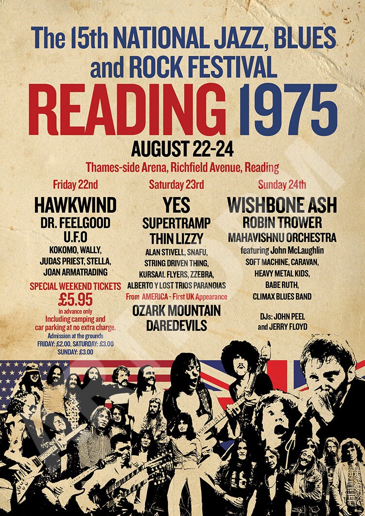 Reading Festival 1975 Reimagined Poster, Classic Rock Gift - Etsy UK