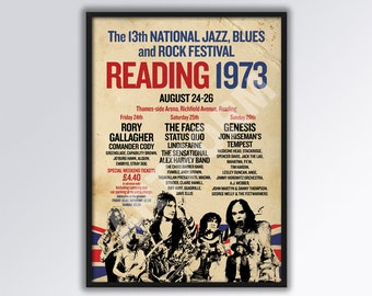 英LP Reading Festival 1973 UKオリジナル盤1stプレス READING FESTIVAL 1973 REIMAGINED A3 Size Poster. Classic Rock