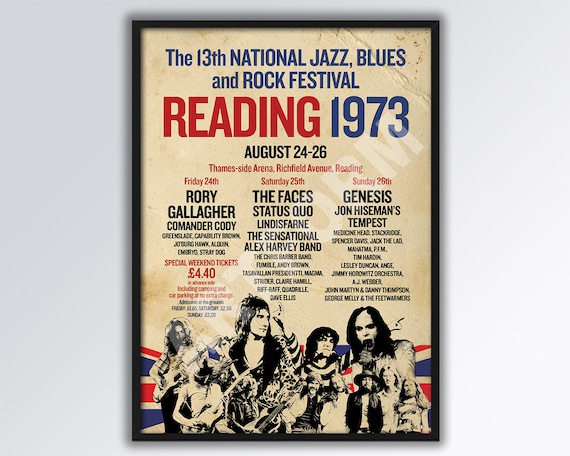 READING FESTIVAL 1973 REIMAGINED A3 Size Poster. Classic Rock. - Etsy