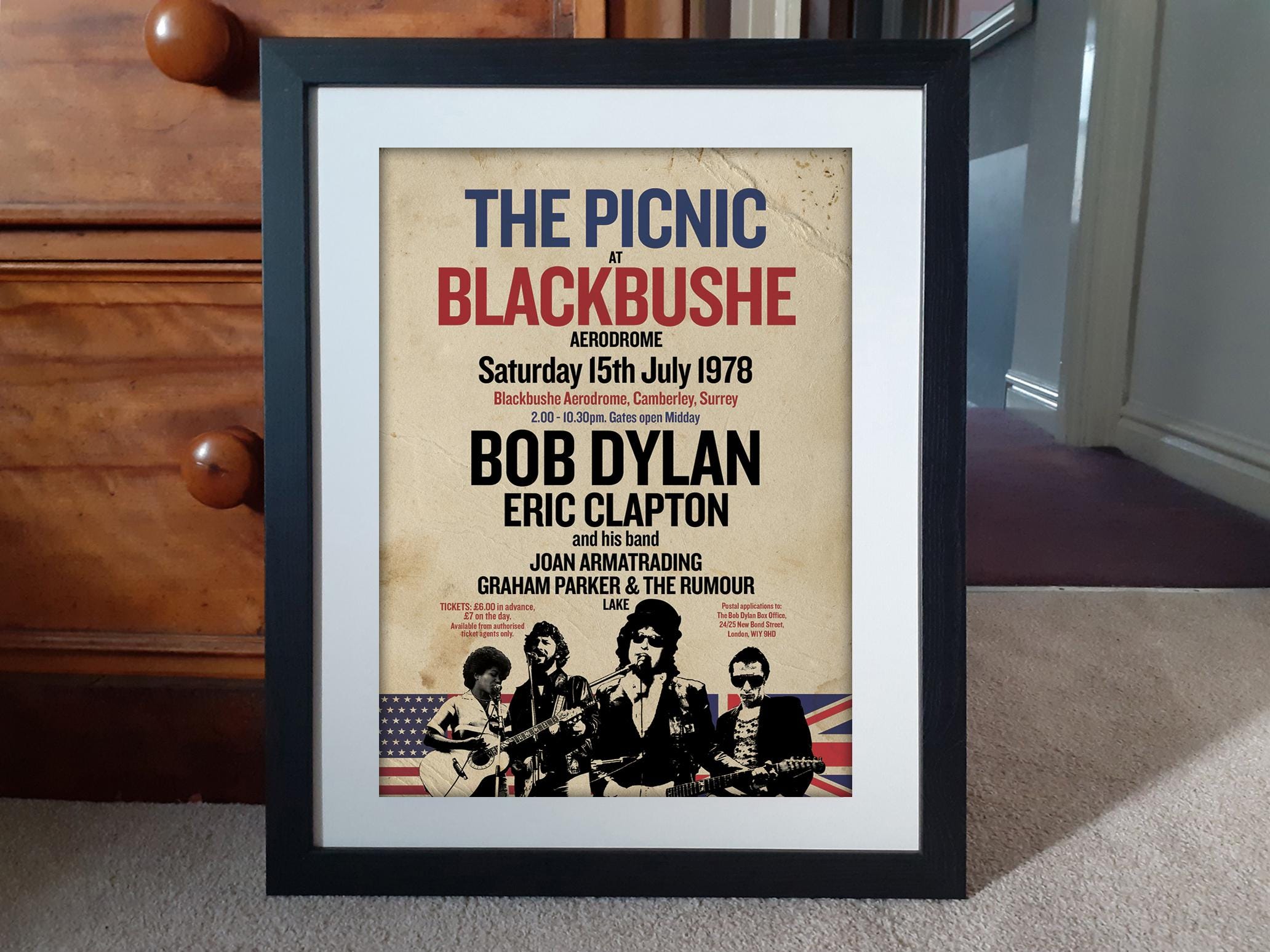 The PICNIC at BLACKBUSHE REIMAGINED A3 Size Poster. Bob Dylan