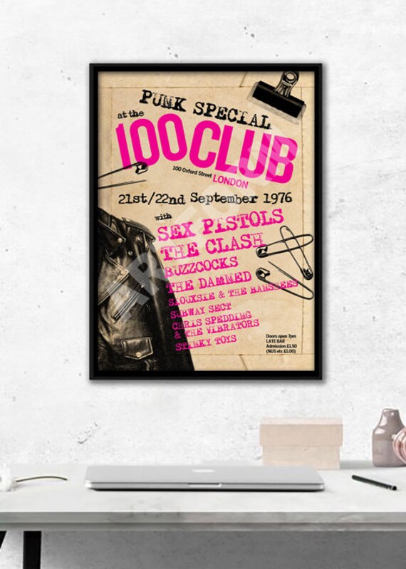 PUNK SPECIAL 100 Club 1976 Reimagined A3 Poster. Sex Pistols
