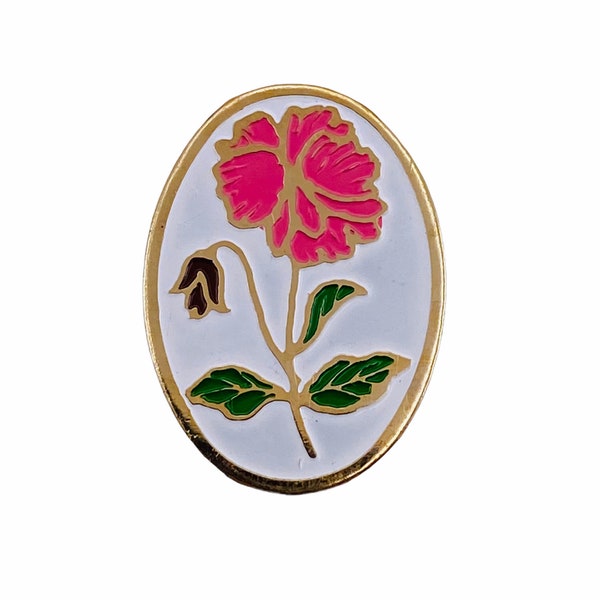 Metal Cabochon  25x18mm Oval Enamel Iris Flowers  Pink & Purple  Vintage 1970s Taiwan  Each