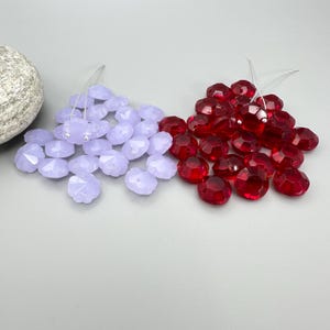 12mm Focal Beads: Lavender Flower or Ruby Red Rondelle (2-Hole) – Lot of 24