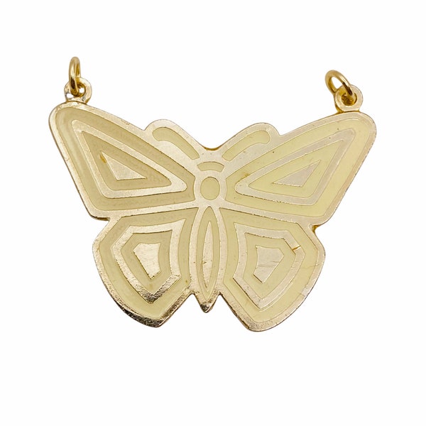 Pendant  30x41mm Butterfly  Cream Gold Tone Metal Two Loop  Kim Craftsmen NYC Vintage 1970s Supply  Each