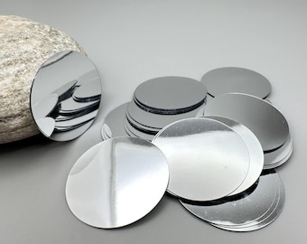 100pc Bulk 30mm Flexible Mirror Discs, .19mm Ultra-Thin No Hole Round Mirror Tiles (Seconds)