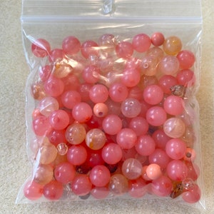 Bead Mix Pink Peach Mixed Shapes Plastic Beads - LAST ONE