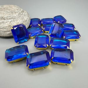 14pc Bulk 25x18mm Sapphire Blue Acrylic Sew-On Rhinestones (Seconds)