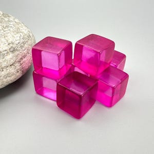 Vintage 1970s Translucent Magenta 13mm Cube Components - NOS Lot of 7