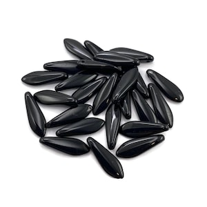 Beads  16x5mm Large Daggers Premium Czech Glass Jet Onyx Black  Lot of 25