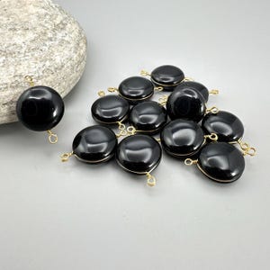 Vintage Black Coin Links - 20mm Lightweight Connector Charms, Lot of 12