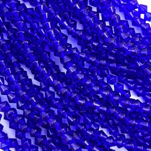 Fire Polished Glass Bicone Beads 4mm Cobalt Royal Blue Lot Choice