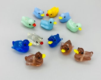 Lampwork Glass Beads Multicolor Ducks 3D Pond Duck Figures Lot Choice Lot of 4 or 6