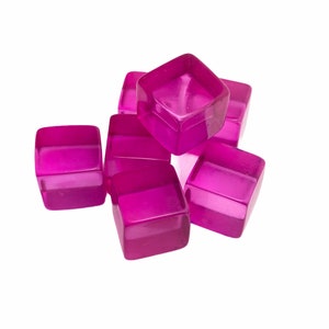 Vintage 1970s 13mm Fuchsia Undrilled Acrylic Cubes Lot of 7