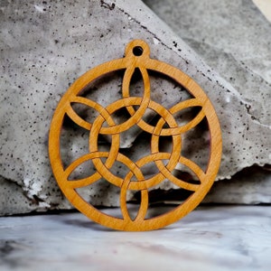 Open Celtic Knot Wood Pendant  42 mm  Light Brown LAST ONE