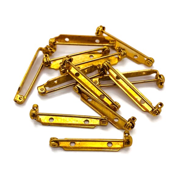 Vintage Bar Pin Brooch Finding  25.4 mm / 1" Gold Plated Safety Clasp  Jewelry Design  Lot of 12