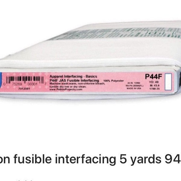 5 yards p44f fusible interfacing lightweight pellon 20” width