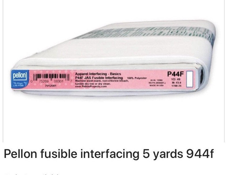 5 yards p44f fusible interfacing lightweight pellon 20 width image 1