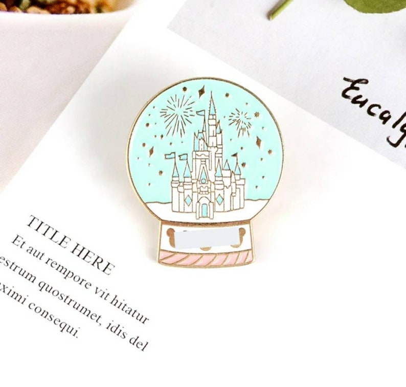 Princess Palace Castle Globe Badge Pin Snowglobe Magic California Paris Magical Mouse