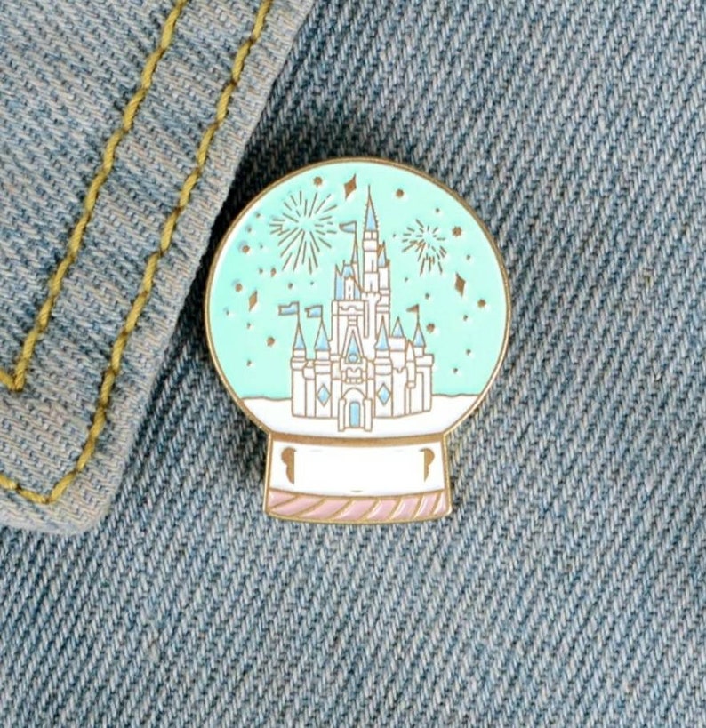 Princess Palace Castle Globe Badge Pin Snowglobe Magic California Paris Magical Mouse