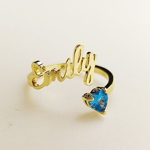 Birthstone Name Ring • Custom Name Ring • Name Ring • Gift For Her • Minimalist Ring • Dainty Name Ring • Personalized Ring • Custom Ring.