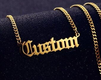 Old English Name Necklace • Custom Name Necklace • Name Necklace • Minimalist Necklace • Name Necklace Gold • Personalized Necklace.