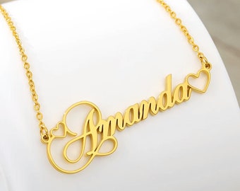 Heart Name Necklace • Custom Name Necklace • Name Necklace • Gift For Her • Minimalist Necklace • Name Necklace Gold • Personalized Necklace