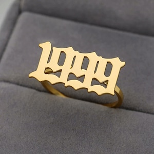 Old English Year Ring • Custom Name Ring • Name Ring • Gift For Her • Minimalist Ring • Personalized Ring • Dainty Name Ring • Custom Ring..