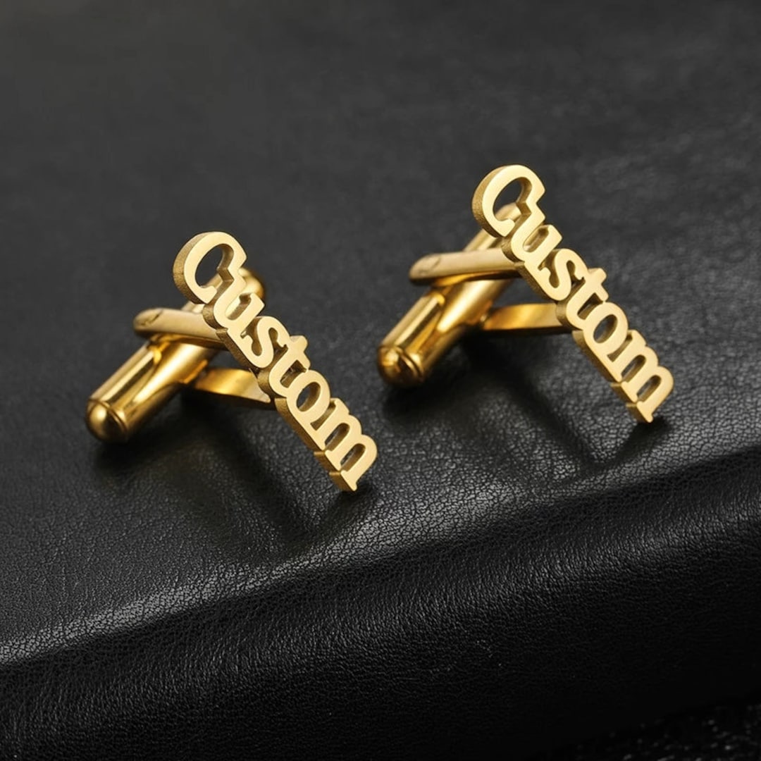 Custom Name Cufflink Groomsman Wedding Gift Initial Cufflinks Mens