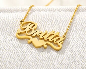 Heart Name Necklace • Custom Name Necklace • Name Necklace • Minimalist Necklace • Dainty Necklace • Personalized Necklace • Gold Necklace.